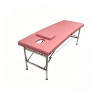 Table de massage professionnelle pliable à 2 sections avec pieds en acier inoxydable
