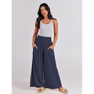 Pantalon Palazzo pour femme FOXA, longueur maxi, taille élastique, coupe ample à jambes larges, avec poches, respirant, décontracté, pour la détente - Product Image 6