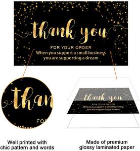 50 pièces/sac luxe noir feuille d'or merci cadeau carte de voeux petite entreprise cartes de mariage - Product Image 4