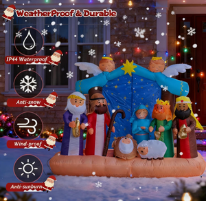 Crèche de Noël gonflable de 7 pieds avec lumières LED, ensemble de crèche comprenant la Sainte <span class=keywords><strong>Famille</strong></span>, les Trois Rois Mages, un ange et un berger - Product Image 4