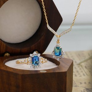 925 argento Sterling 14K placcato <span class=keywords><strong>oro</strong></span> gemma sogni geometrici stella galattica fantasia blu-verde collana di pietra di quarzo - Product Image 2