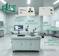 Ligne de production automatique de marquage laser et d'inspection visuelle pour cartes PVC intelligentes, avec codage de cartes IC, impression de numéro de série et code QR