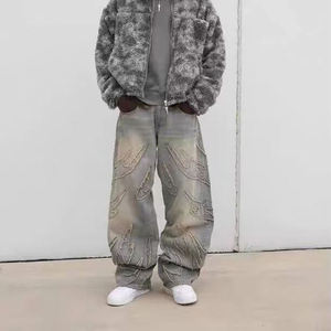 Hip-hop High Street Y2K soccorso Vintage stile retrò a gamba larga <span class=keywords><strong>Jeans</strong></span> larghi taglie forti larghi <span class=keywords><strong>Jeans</strong></span> larghi per uomo <span class=keywords><strong>donna</strong></span> - Product Image 2