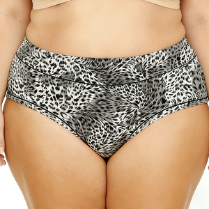 <span class=keywords><strong>Intimo</strong></span> Femminile di Qualità Personalizzato a Vita Media con Stampa Leopardata Controllo Pancia Copertura Totale Elastico Taglie Forti - Product Image 1