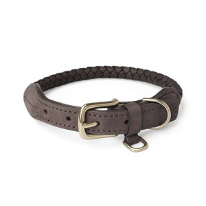 <span class=keywords><strong>Collar</strong></span> Personalizado para Mascotas de Cuero Vacuno Genuino de Fábrica Directa, Collares para Perros Elegantes Trenzados a Mano con Accesorios de Latón - Product Image 2