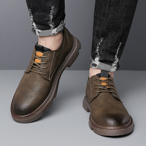 Chaussures bateau en cuir véritable noir pour hommes, décontractées, respirantes, à lacets, couleur unie, confortables, antidérapantes, pour le travail et l'extérieur - Product Image 4