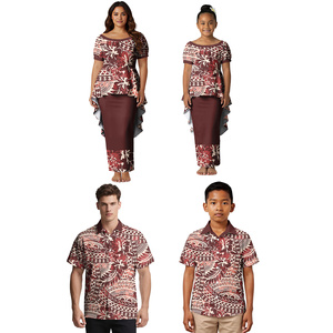 Conjunto Familiar Personalizado Estilo Samoano, Vestido Puletasi Casual para Madre e Hija, Camisa Polinesia para Padre e Hijo, Estampado Hawaiano - Product Image 6