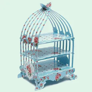 Birdcage Cupcake Cardboard Cake Stand Wedding Tea Party Display Holder Display Tray Wedding Dessert Rack Wedding Party Supplies