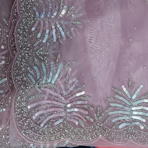 Saree de seda de organza pura con hilo Zari Lentejuelas Estilo indio Blusa larga Pieza para bodas y fiestas de adultos - Product Image 1