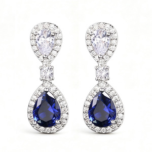 Orecchini da Sposa a Goccia Blu Reale per Donne, Eleganti Gioielli da Sera alla Moda - Product Image 1