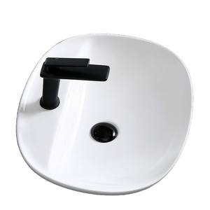 Lavabo de salle de bain rectangulaire moderne en céramique blanche de petite taille à poser sur comptoir avec fonction de nettoyage facile pour usage hôtelier - Product Image 1