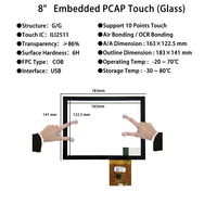 Layar Sentuh LCD 8" 800*600/1024*768 LH80223A Antarmuka USB Panel Sentuh Kapasitif 8 Inci PCAP Terintegrasi