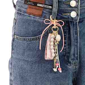 Llavero con Cuentas Estilo Coquette, Lazo de Terciopelo, Adorno Hecho a Mano para Bolsos, Colgante para Cartera de Mujer, Accesorio de Regalo - Product Image 3