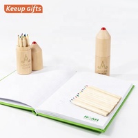 Pas cher Personnalisé Écologique de Noël enfants cadeaux produits Bois Naturel tube emballé logo personnalisé Crayons De Couleur