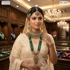 Nuevo Conjunto de Joyería Étnica de Alta Calidad para Novia, Collar y Aretes con Circones Verdes y Baño de Rodio, para Mujer, Boda, Fiesta, Última Moda - Product Image 2