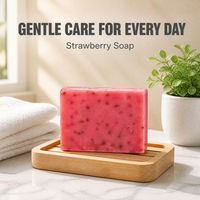 Savon hydratant à la fraise, savon solide fait main, savon de toilette rose, parfum frais, OEM ODM, étiquette privée pour usage quotidien