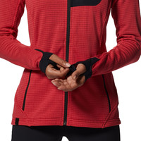 Quantité minimale de commande bas manches raglan couche intermédiaire technique polaire quadrillée veste à capuche zippée pour femmes