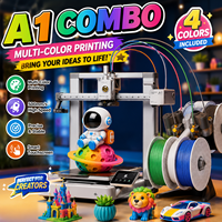 Imprimante 3D A1 Combo pour la création de modèles 3D, nivellement entièrement automatique, haute vitesse, précision, multicolore, imprimante 3D AMS FDM, filament PLA, moteur