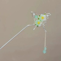 Style chinois fleur épingle à cheveux Hanfu chignon épingle à cheveux bijoux en métal bâton de cheveux Vintage fleur papillon gland épingles à cheveux Hanfu bijoux