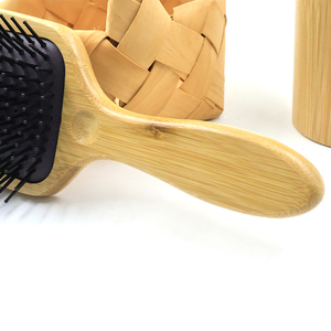 Md Dễ Thương Mèo Hình Dạng Tre Tóc Bàn Chải Cao Su Đệm Nylon Pins Thân Thiện Với Môi Mái Chèo Bằng Gỗ Detangling Massage Lược Không Thấm Nước Nhà - Product Image 4