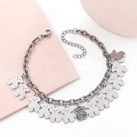 Bracelet en acier inoxydable avec pendentif ours mignon et chaîne épaisse, accessoires de mode en gros d'usine - Modèle Guangzhou MSY094