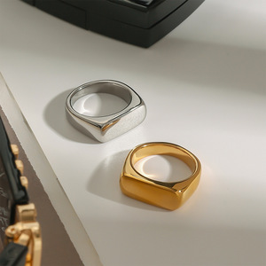 Yueli Geometric <b>Ring</b> 18K Gold Stainless Steel Unisex Fashion Jewelry Gift - Product Image 4
