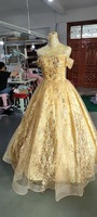 Robe de Quinceañera Dorée Épaules Dénudées, Robe de Bal de Soirée Vintage, Grande Taille Vestidos