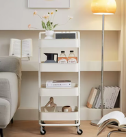 Chariot utilitaire multi-scénarios à 4 niveaux sans vis, chariot de cuisine mobile, étagère de rangement avec roulettes