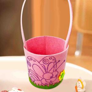 Cesta de huevos de Pascua de tela no tejida rosa para decoración infantil, talla única - Product Image 1