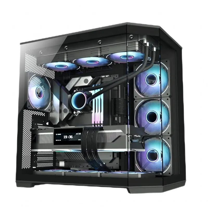 JNP Panorama Sea View Factory New Glass Gaming Cube Holes Full Gaming Pc Atx Case