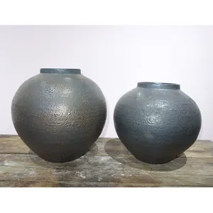 Tocador de baño Wabi Sabi, jarrón de cerámica negra, colección de decoradores para el hogar