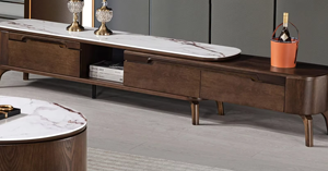 <span class=keywords><strong>Mesa</strong></span> de Centro Marrón para Sala de Estar, Muebles Modernos de Diseño de Lujo, <span class=keywords><strong>Mesa</strong></span> Portátil con Soporte para TV y Chimenea - Product Image 2