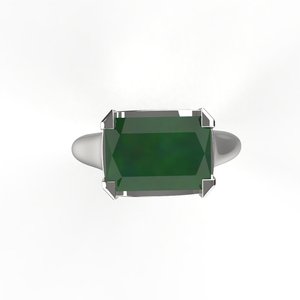 Faux <b>Emerald</b> <b>Silver</b> Diamond <b>Ring</b> For Girls &amp; Women - Product Image 2
