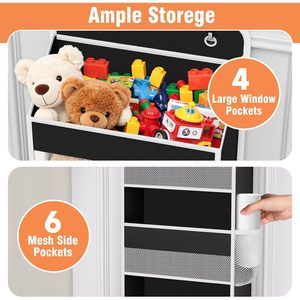 Over The Door Organizer 10 Pockets Black Hanging <b>Storage</b> For Bedroom Dorm With Side Mesh Pockets - Product Image 4