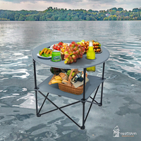 Table ronde pliante de camping en toile WOQI, moderne, portable, petite, pour pique-nique, avec 4 porte-gobelets, mobilier d'extérieur