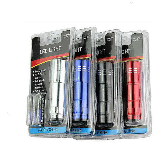 9 LED Flashlight Mini Aluminum Alloy 3AAA Battery Strong Light Suction Card Set Portable Gift Flashlight