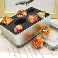 Ensemble de dés polyédriques D&D RPG D20 personnalisés, creux, rouges, en résine, à bords tranchants, motif crânes et donjons, pour jeux de table, de cartes et Pathfinder pour adultes