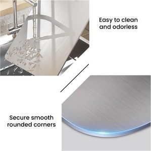 Planche à découper rectangulaire en acier inoxydable de qualité alimentaire, écologique, compatible lave-vaisselle, épaisseur 1,5 cm, pour la découpe de viande et de légumes - Product Image 4