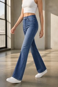 Collection de jeans évasés classiques taille mi-haute pour femmes, pantalons en denim multicolores, coupe évasée très extensible - Product Image 3