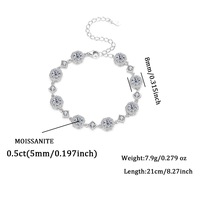 Bracelet à maillons micro-incrustés en moissanite taille brillant, en argent sterling S925 plaqué rhodium, de luxe personnalisé pour femme - Cadeau de mariage ou de fête