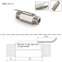 Interrupteur de débit d'eau magnétique en acier inoxydable SUS304 FS-1S avec deux fils 1/4\" 3/8\" 1/2\" 3/4\" 1\" pouce Interrupteur de débit de liquide fluide Senso