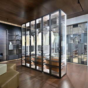 Armario <span class=keywords><strong>de</strong></span> Dormitorio Moderno <span class=keywords><strong>de</strong></span> Lujo con Puerta <span class=keywords><strong>de</strong></span> Vidrio y Aluminio Metálico, con Iluminación LED, Diseño Minimalista - Product Image 3