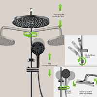 Système de douche thermostatique en aluminium spatial avec étagère, affichage numérique de la température, ensemble de douche murale à effet pluie, gris anthracite