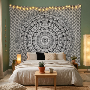 Tapiz Mandala Hippie para Colgar en la Pared, Decoración Bohemia India con Diseño Floral Geométrico para Dormitorio, Decoración del Hogar, 54x82 Pulgadas - Product Image 2