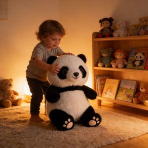 Muñeco de Peluche Personalizado de Panda Gorda Princesa, Adorable y Suave, con Bufanda de Acrílico Tejida, de Algodón PP y Malla - Product Image 2