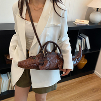 Sac bandoulière original en forme de crocodile 3D, modèle animal créatif avec sangle amovible