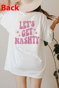 Camiseta Sexy de Algodón para Mujer Estilo Europeo-Americano, Decoración con Letras 'Let's Get Nashty' para Despedida de Soltera en Nashville, Holgada, Verano - Product Image 2