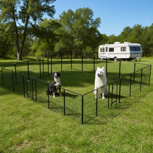 Parc pour chien pliable à 24 panneaux avec porte verrouillable, clôture pour animaux de compagnie pour camping-car, pour chiens de grande, moyenne et petite taille, enclos extérieur pour chiots - Product Image 2