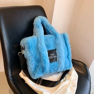 Bolso Tote Grande de Piel Sintética para Mujer, Estilo Coreano, de Moda Otoño-Invierno, Bolso de Hombro Cruzado de Felpa - Product Image 6