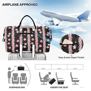 Paquete de 2 Bolsas de Viaje Plegables con Diseño Puakenikeni Rosa, Bolsa Deportiva de Hombro Estilo Hawaiano, con Cierre de Cremallera - Product Image 5